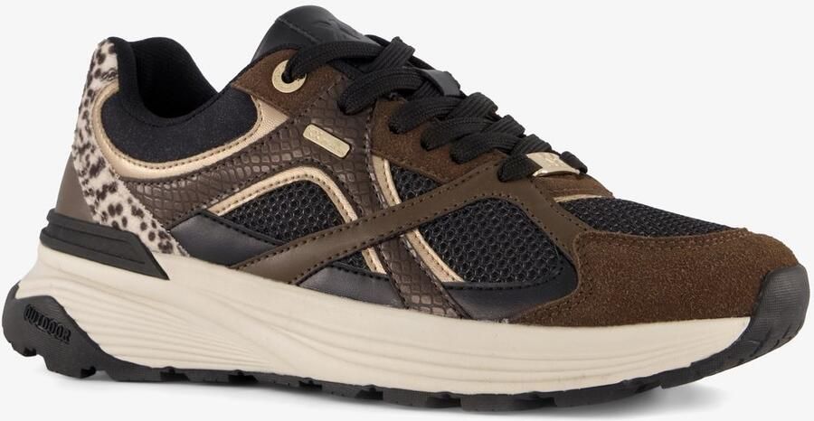 Mexx XX By dames sneakers met dierenprint bruin zwart Uitneembare zool