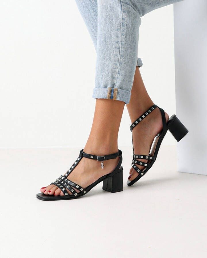 Mexx Zwarte Leren Sandalen met Pyramide Studs - Foto 3