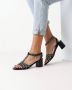 Mexx Zwarte Leren Sandalen met Pyramide Studs Black Dames - Thumbnail 5