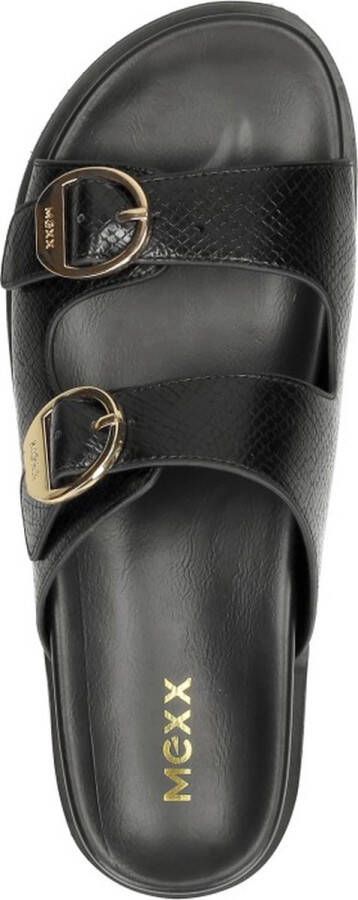 Mexx Zwarte Leatherlook Reptielenprint Slippers - Foto 4