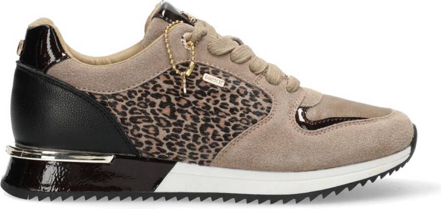 Mexx Fleur suède sneakers met panterprint taupe - Foto 6