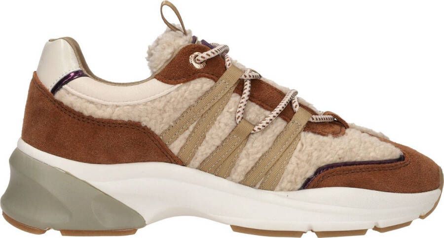 Mexx Moana chunky suède met teddy sneakerrs ecru cognac
