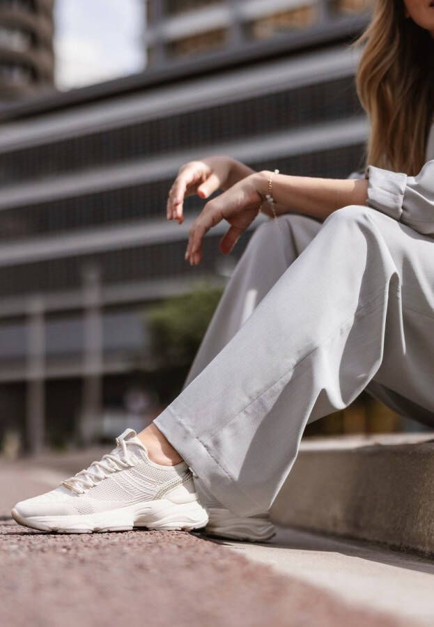 Mexx Beige Lage Sneakers met Strass Details Beige Dames