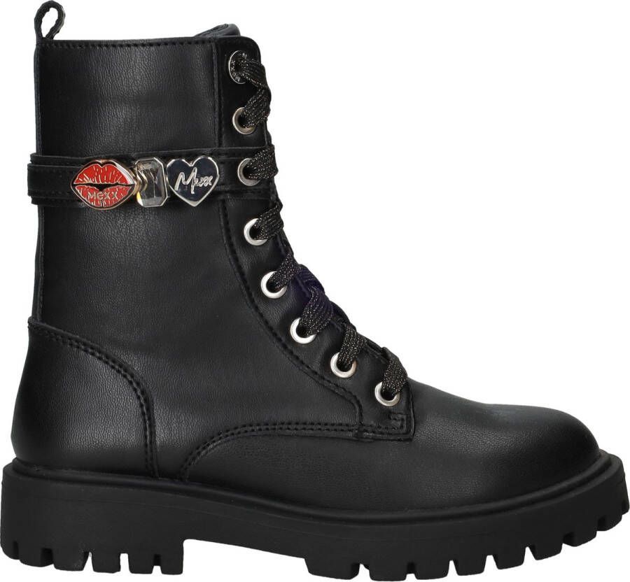 Mexx Kids XX825592-789 Meisjes Biker Boots Zwart Imitatieleer Veters - Foto 2