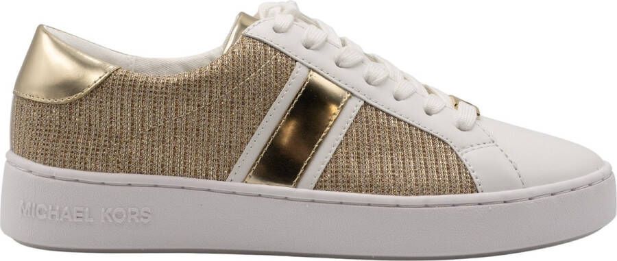 Michael Kors Irving Stripe Lace Up Dames Sneakers White-Gold