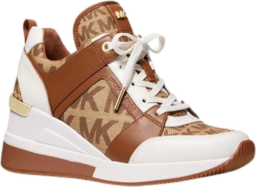 Michael Kors Dames Sneakers Georgie Trainer Wedge Beige Bruin ½ - Foto 3