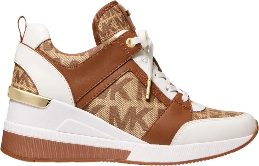Michael Kors Dames Sneakers Georgie Trainer Wedge Beige Bruin ½ - Foto 4