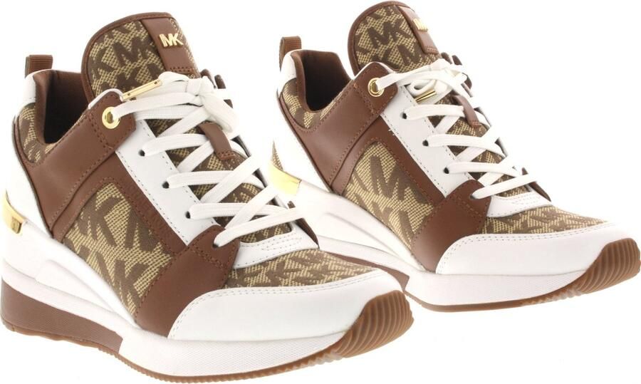Michael Kors Dames Sneakers Georgie Trainer Wedge Beige Bruin ½ - Foto 5