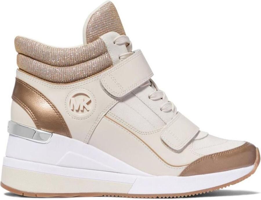 Michael Kors Gentry Leather And Glitter Chain Mesh High-Top Wedge Trainer - Foto 2