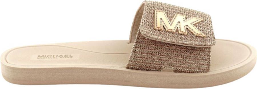 Michael Kors Mk Slide Dames Slippers White Gold - Foto 1