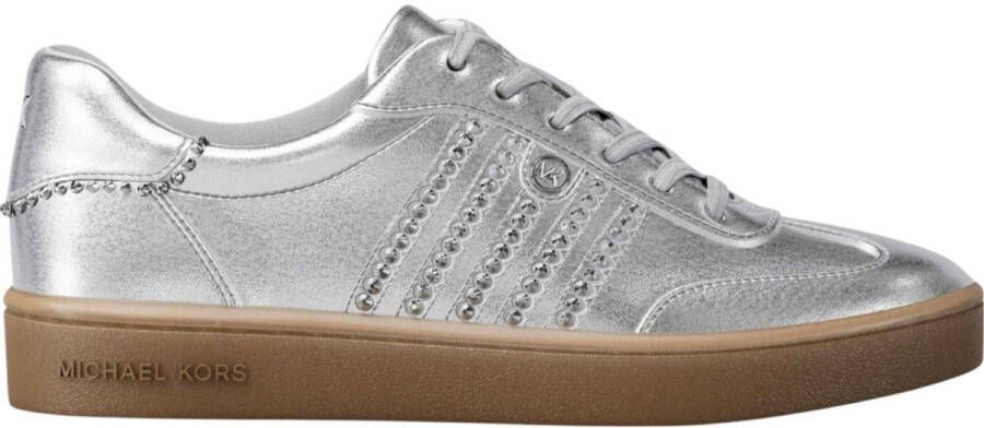Michael Kors Scotty Lace Up Sneakers Leren Sneaker Dames Zilver