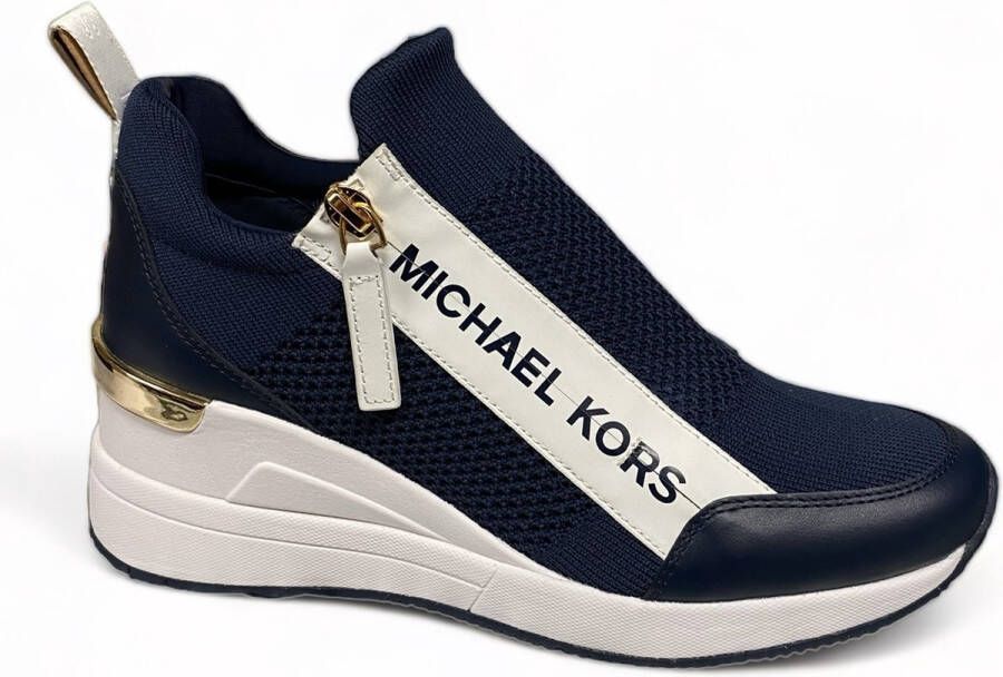 Michael Kors Willis Wedge Trainer Navy-sneaker ingebouwde hak-instapper