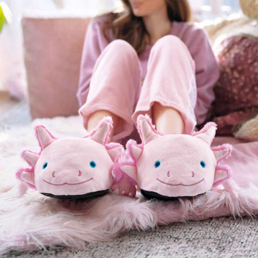 MikaMax Axolotl Slippers Zachte Pluche Dierenpantoffels Realistisch en Schattig Design One Size Comfort voor Tieners & Volwassenen