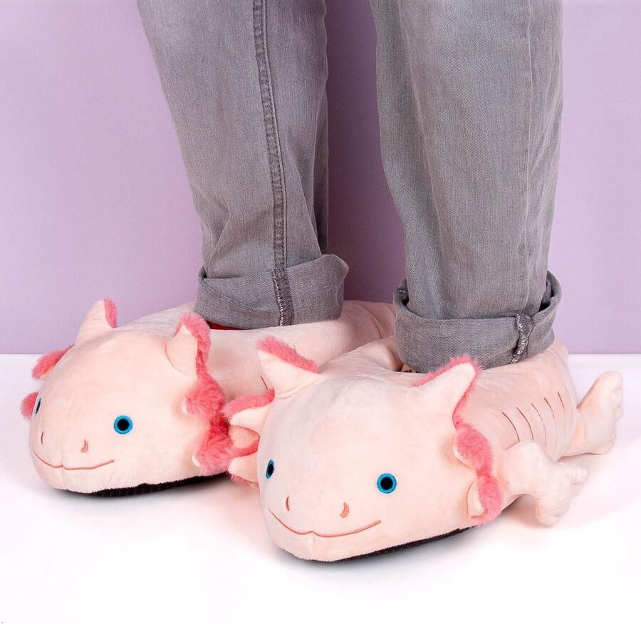 MikaMax Axolotl Slippers Zachte Pluche Dierenpantoffels Realistisch en Schattig Design One Size Comfort voor Tieners & Volwassenen - Foto 2