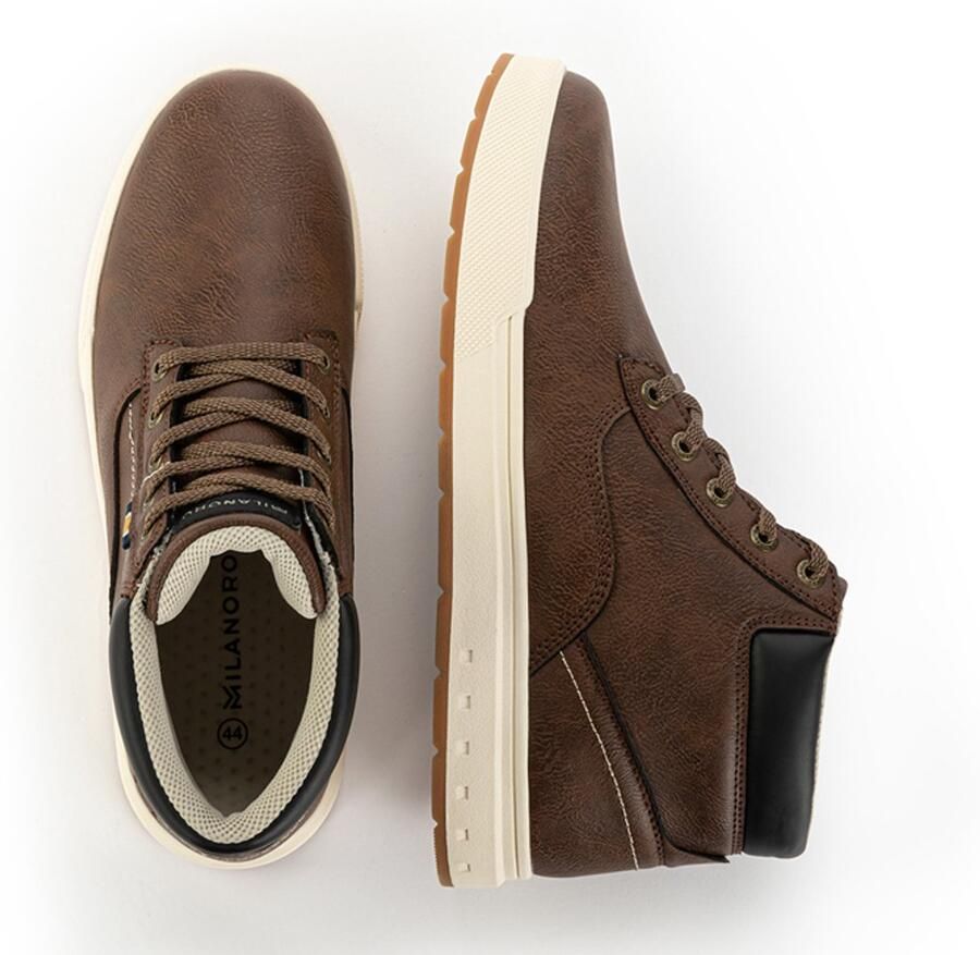Milanoro Comfortabele herensneakers met stevige profielzool Donkerbruin