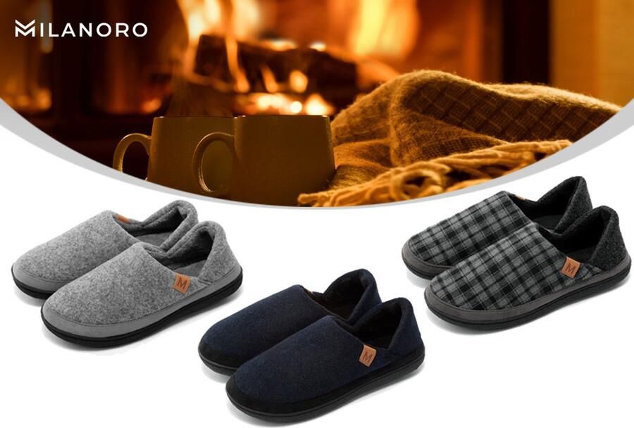 Milanoro Comfortabele warme herenpantoffels Geruit