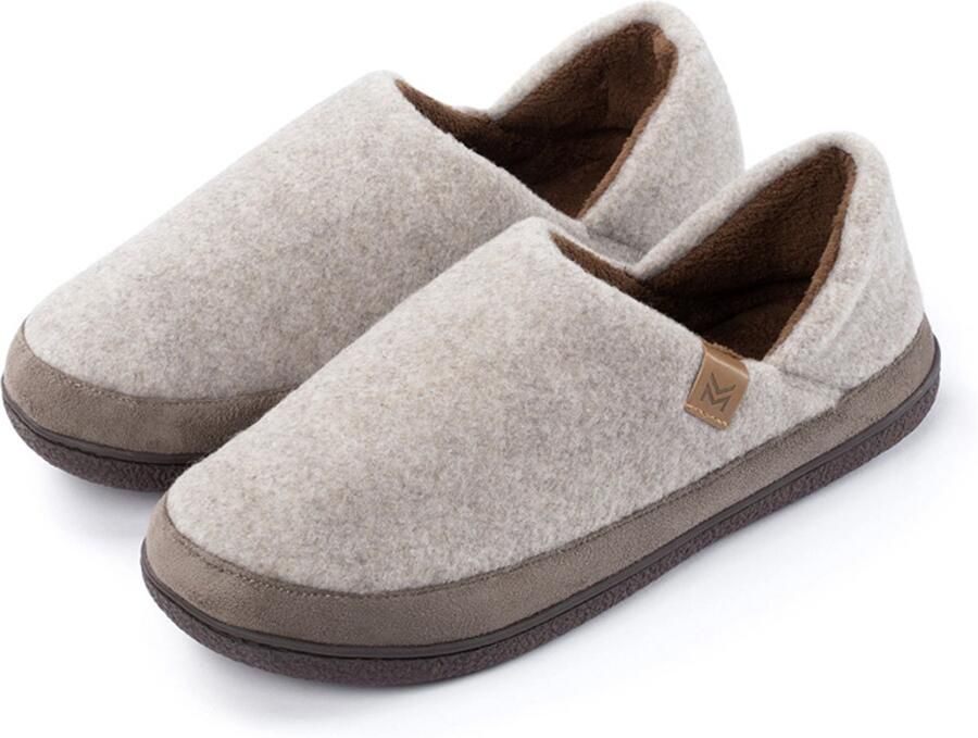 Milanoro Comfortabele warme herenpantoffels Taupe
