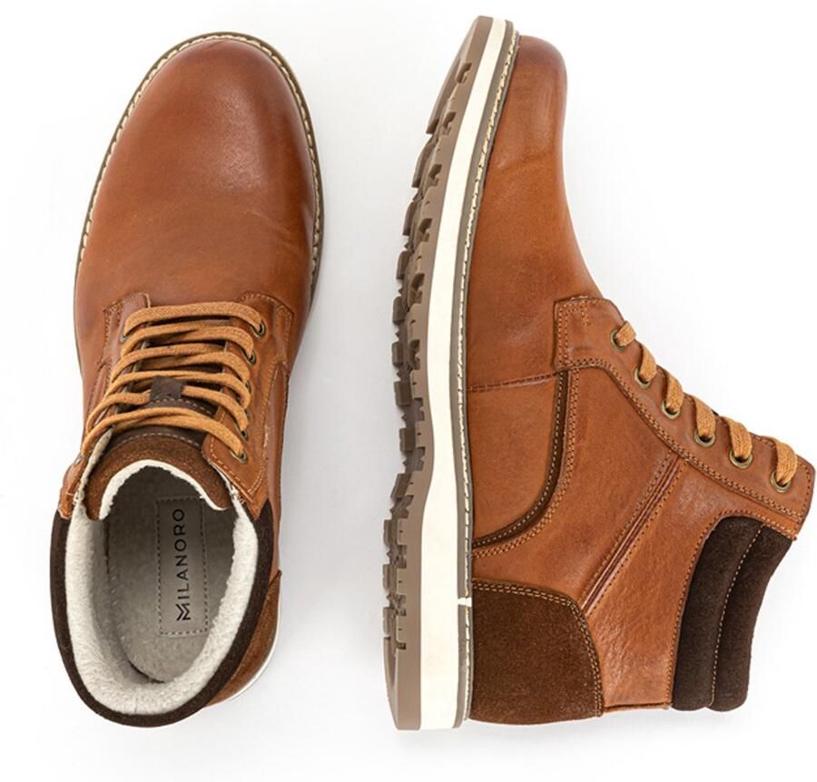 Milanoro Elegante lederen herensneakers Cognac