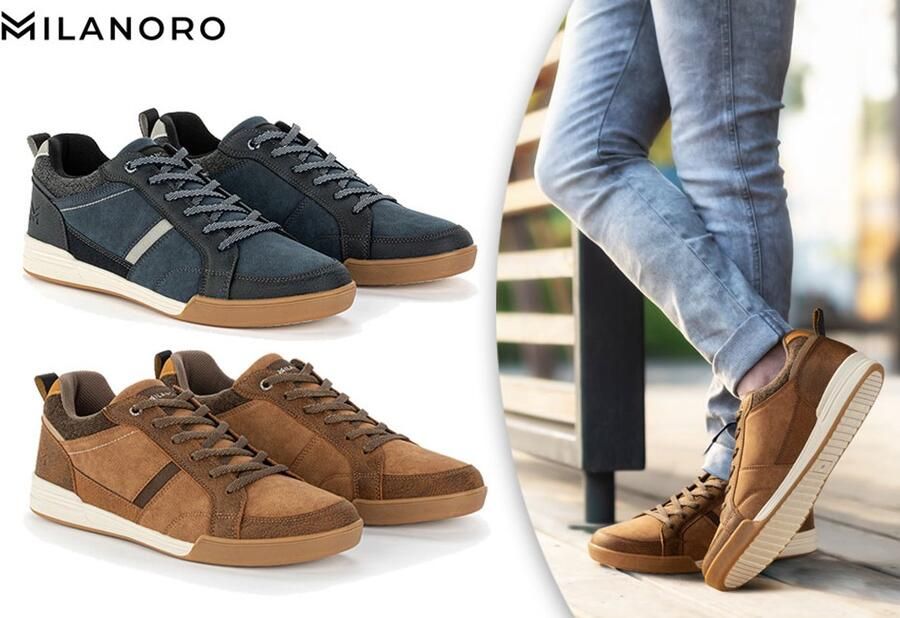Milanoro Stijlvolle comfortabele sneakers voor heren Cognac