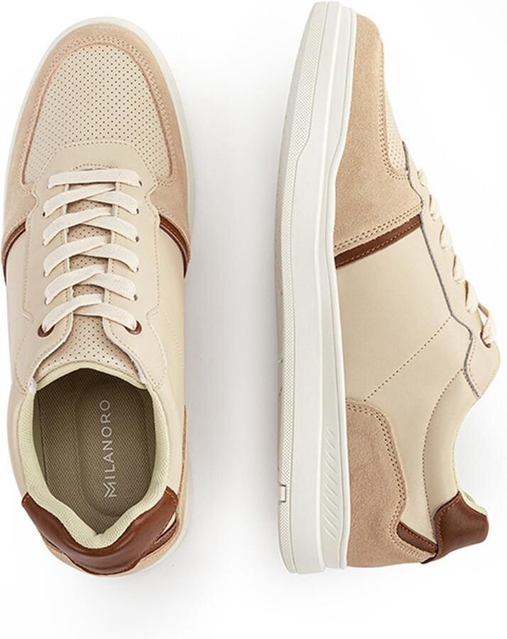 Milanoro Stijlvolle lederen herensneakers Beige