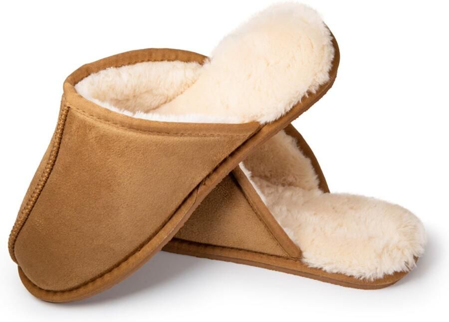 Milanoro Zachte pantoffels met warme voering Heren: bruin
