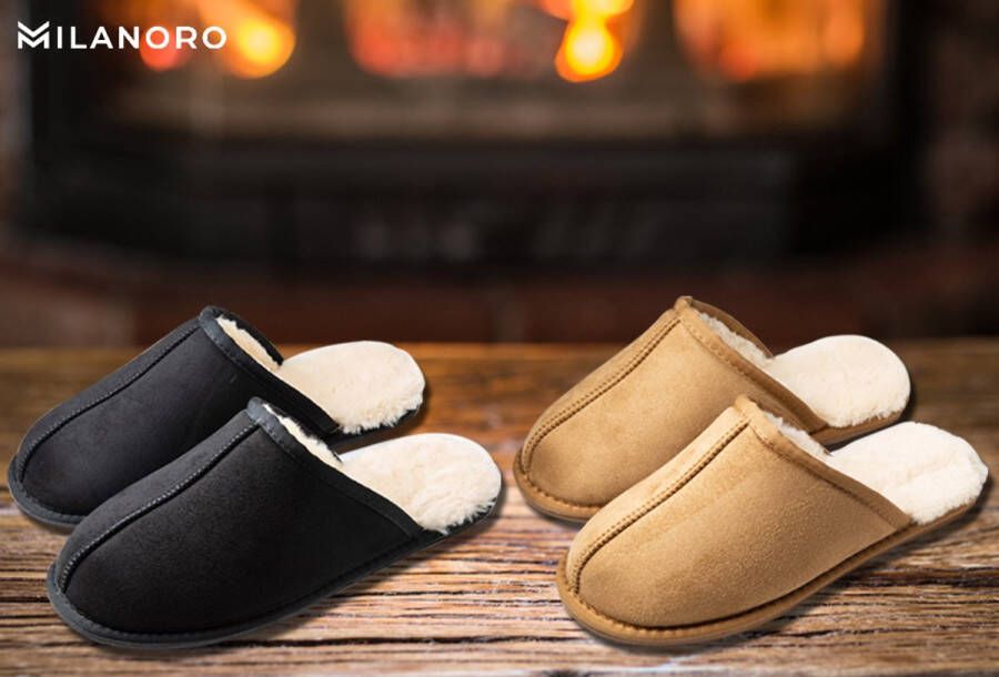 Milanoro Zachte pantoffels voor en s: bruin