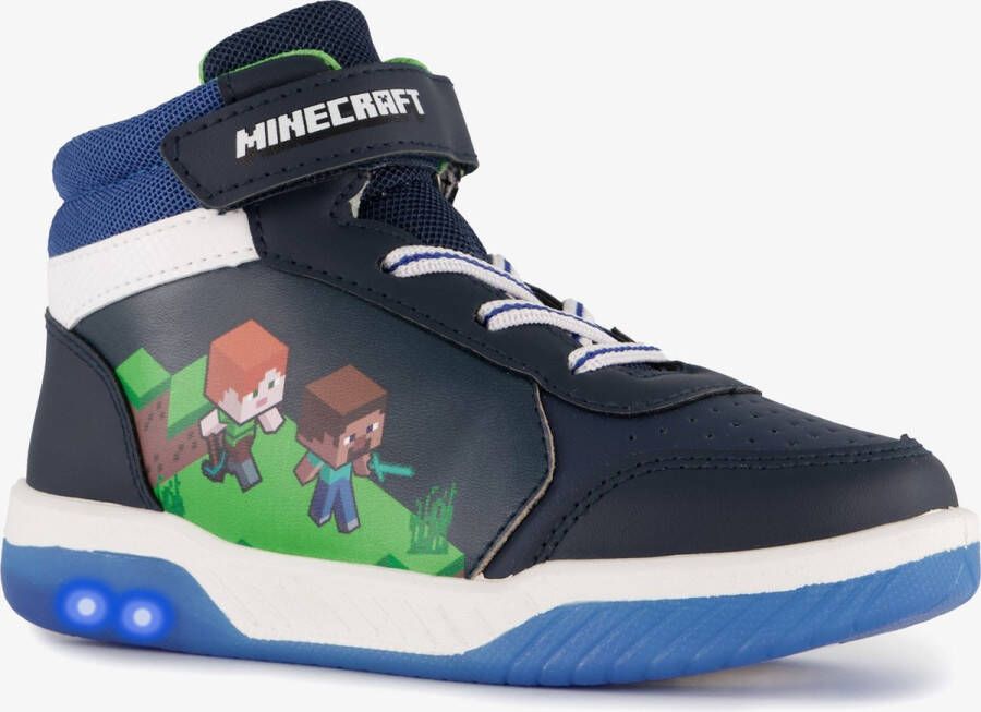 Minecraft hoge jongens sneakers met lichtjes blauw Uitneembare zool