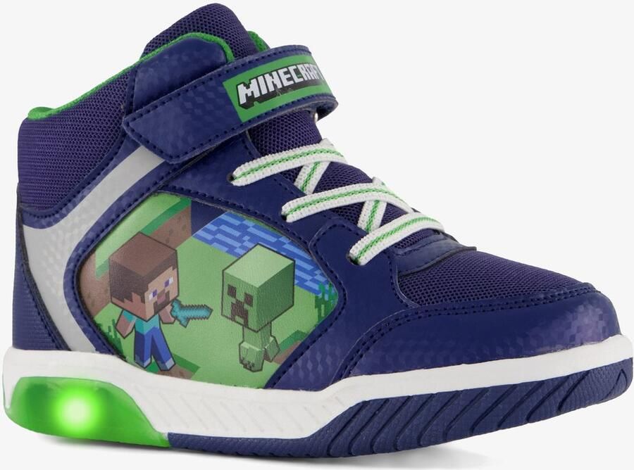 Minecraft jongens hoge sneakers met lichtjes blauw