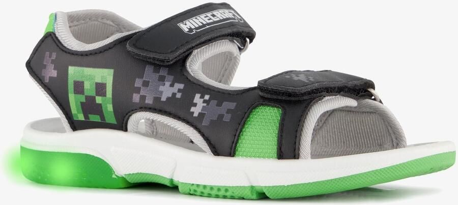 Minecraft jongens sandalen met lichtjes zwart groen