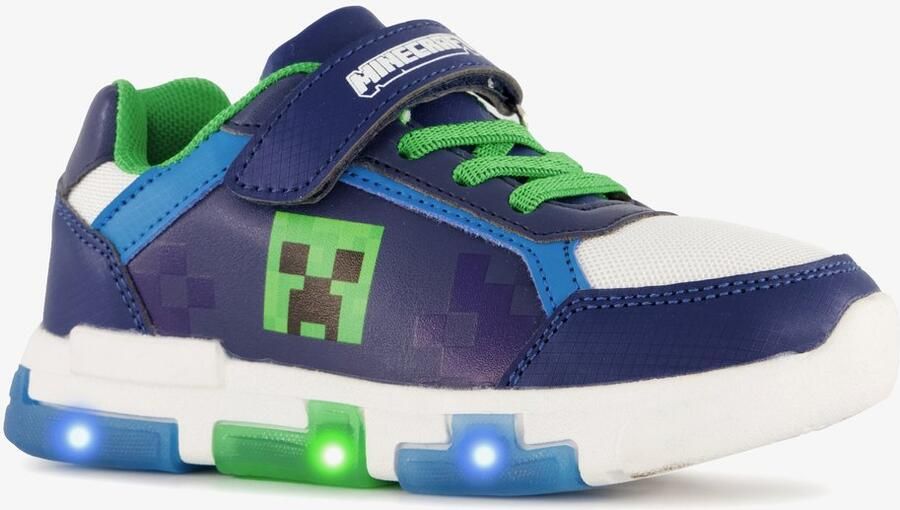 Minecraft jongens sneakers blauw groen met lichtjes