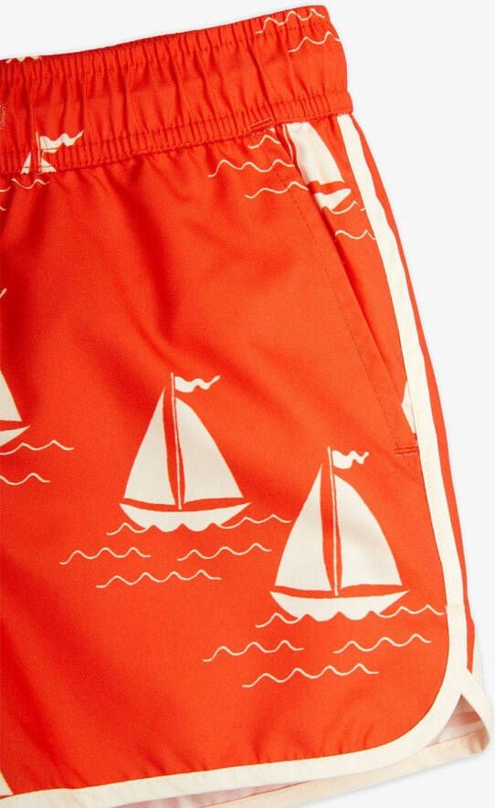 Mini rodini Zwembroek rood-wit met bootjes 140