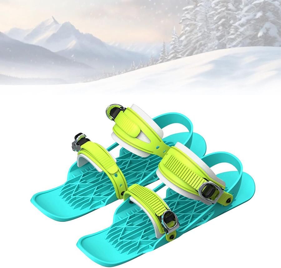 Mini Skischoenen Korte Skischoenen Kinderskischoenen Skischoenen Met Opbergtas Skiuitrusting Zooldikte One Size Geschikt voor Beginners Kinderen en Skiliefhebbers Groen