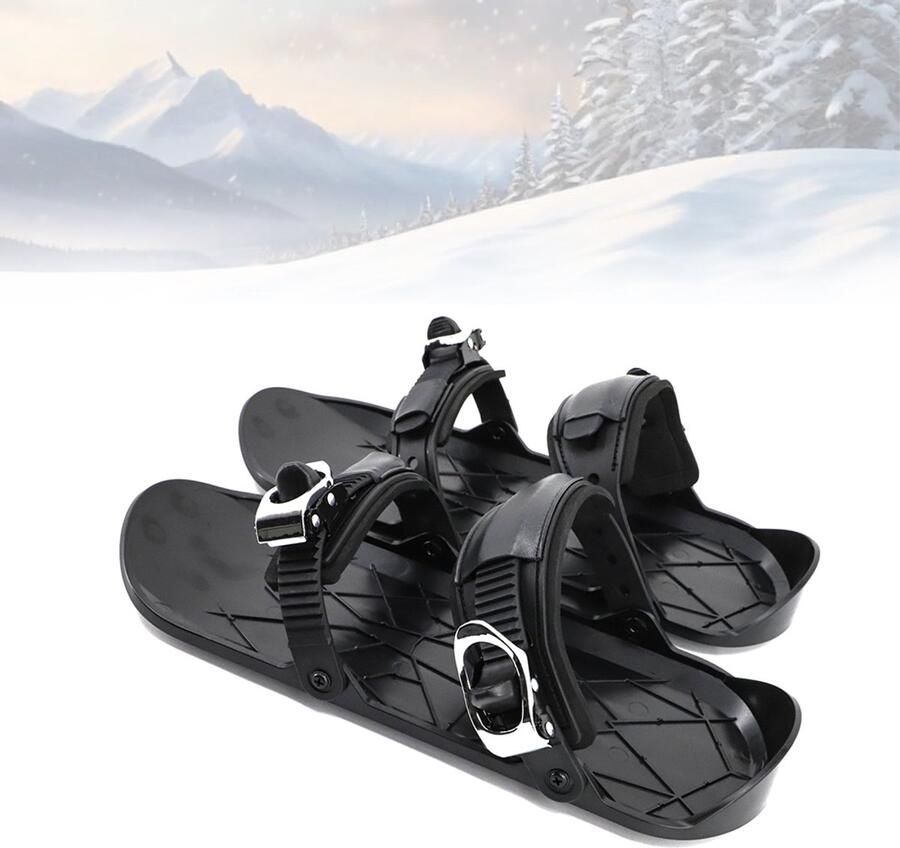 Mini skischoenen Korte skischoenen voor volwassenen Skischoenen Met opbergtas Ski-uitrusting Zooldikte Eén maat (35-48) Geschikt voor beginners volwassenen en skiliefhebbers Zwart