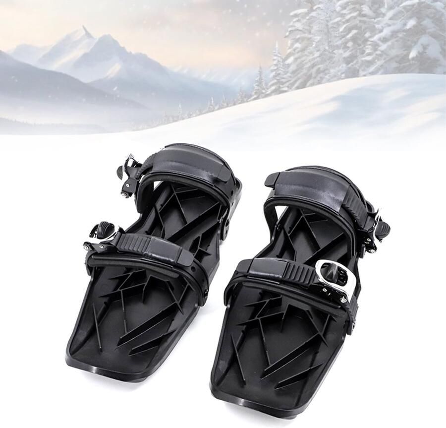 Mini skischoenen korte skischoenen voor volwassenen skischoenen met opbergtas skiuitrusting dikke zool één maat geschikt voor beginners volwassenen en skiliefhebbers zwart