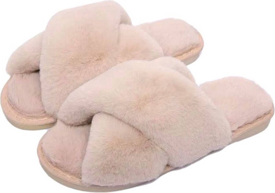 Mylinsé Pluchen Sloffen Pantoffels Dames Slippers Instappers Lichtroze kleur Valt klein