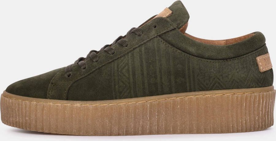 Mipacha Bonita Olivo Olive Green Low top platform sneakers Durable leather Removable insoles rubber platform soles Made in Portugal