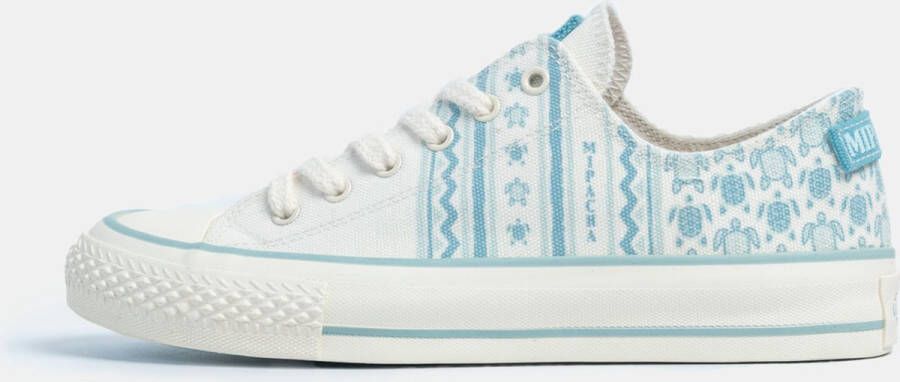 Mipacha Oceano Bandada White Blue Low top Peruvian sneakers Recycled Ocean Plastic Canvas Anti-bacterial Bamboo insoles Recycled Rubber soles Made in Peru