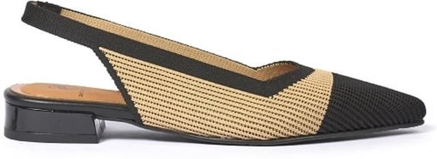 MISS ELASTIC sandaal elastisch stof camel met zwart