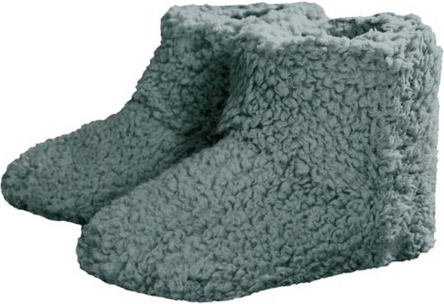 Mistral Home PANTOFFELS Boots teddy 100% polyester effen kleur Muntgroen