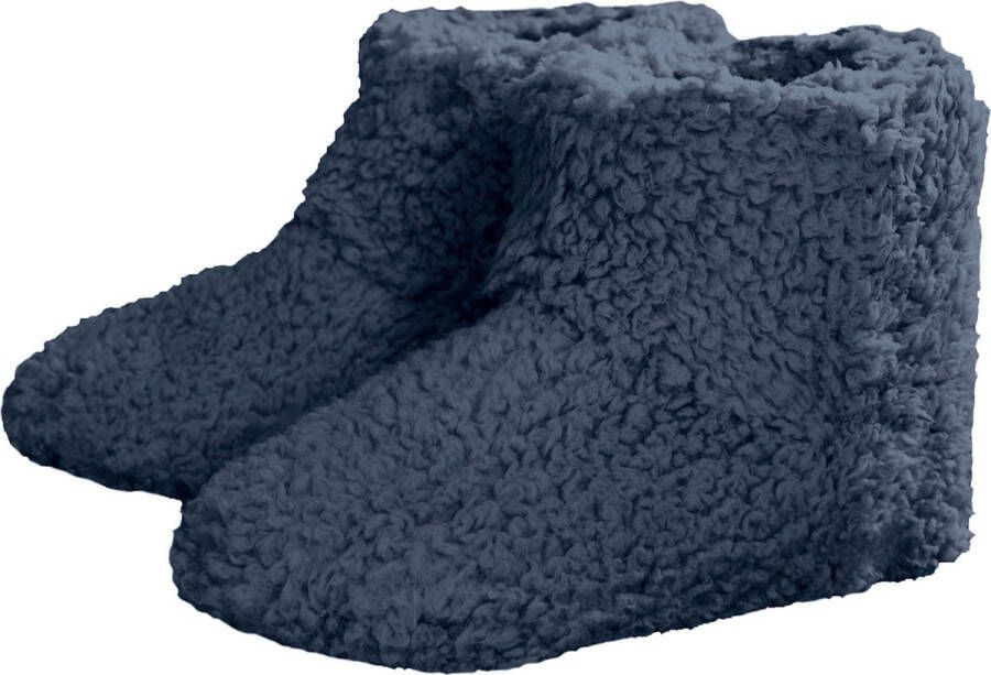 Mistral Home PANTOFFELS Boots teddy 100% polyester effen kleur blauw