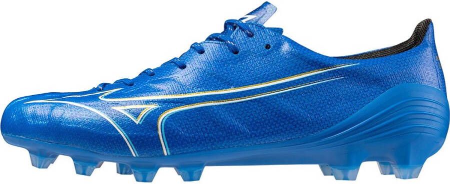 Mizuno Alpha Japan Gras Voetbalschoenen (FG) Blauw Wit Goud