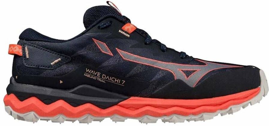 Mizuno Wave Daichi 7 Trailrunningschoenen Dames Night Sky Quicksilver Coral