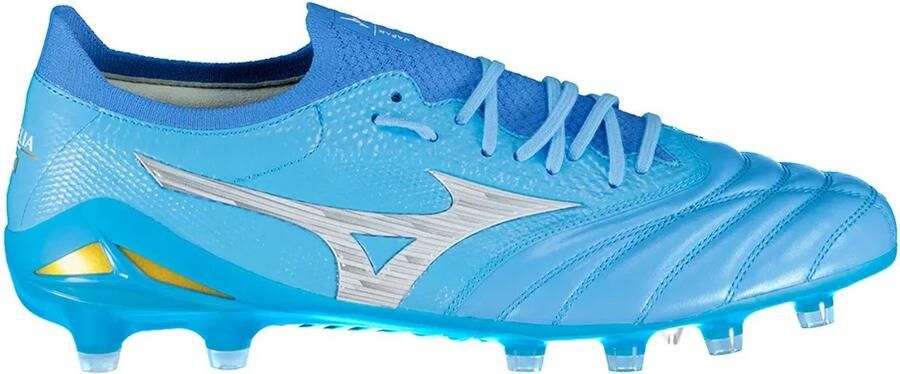 Mizuno Morelia Neo IV Beta Japan Gras Voetbalschoenen (FG) Blauw Grijs Goud