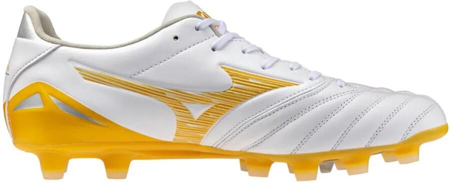 Mizuno Morelia Neo IV Pro Gras Voetbalschoenen (FG) Wit Goud Zilver