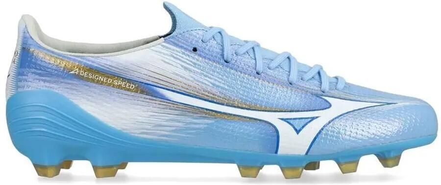 Mizuno Alpha III Japan Gras Voetbalschoenen (FG) Blauw Wit Goud