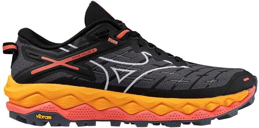 Mizuno Wave Mujin 10 Trail Hardloopschoenen Dames Zwart Rood Oranje - Foto 2