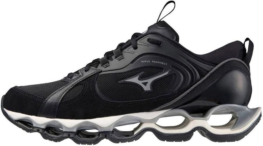 Mizuno Zwarte Sneakers met Suède en Mesh Panelen Black