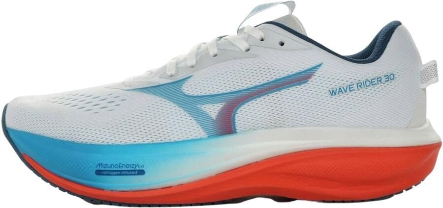Mizuno Unisex Wave Rider 30 Hardloopschoen J1GM262051 White Blue Jewel Orange - Foto 3