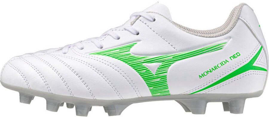Mizuno Monarcida Neo 3 Sel MD Junior voetbalschoenen wit neongroen