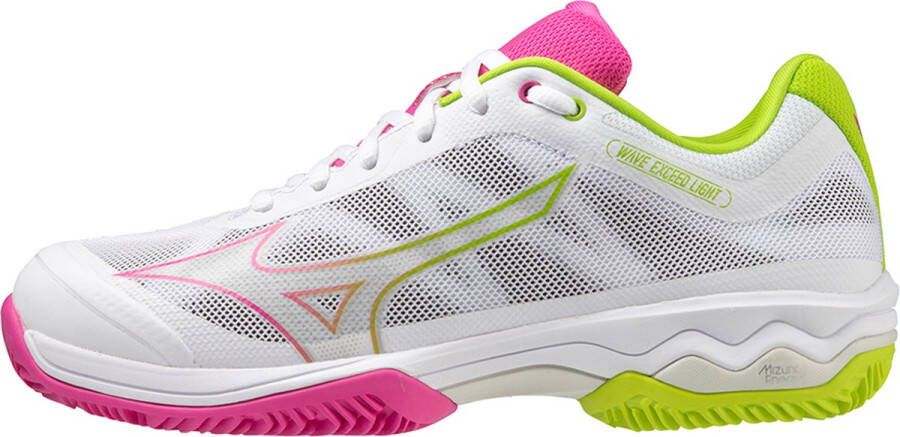 Mizuno Wave Exceed Light Tennisbannen Schoenen White Fuchsiafed Acidlim Dames